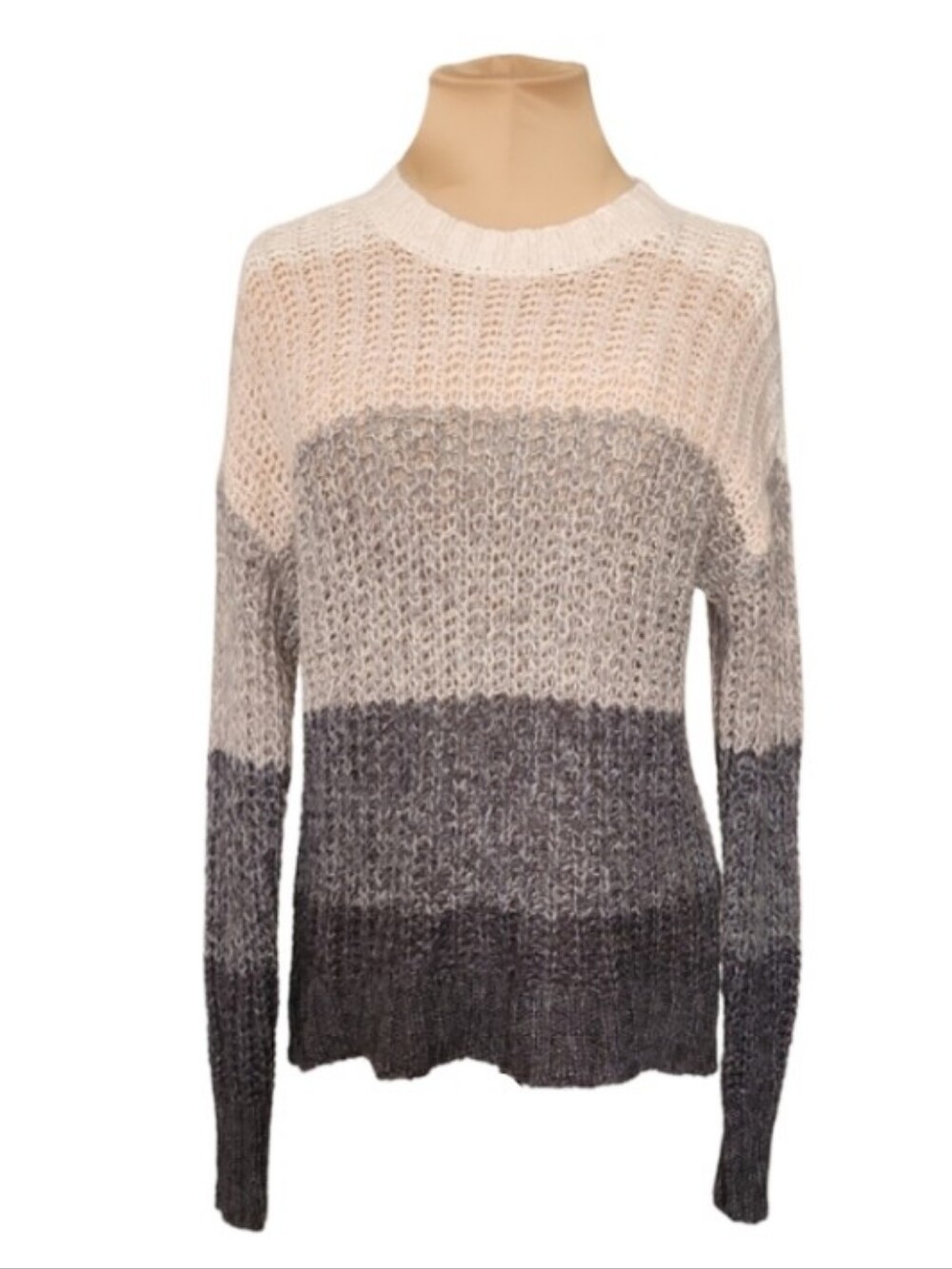 American Eagle Colorblock Open Knit Wool Blend Sweater XS Cozy Boho